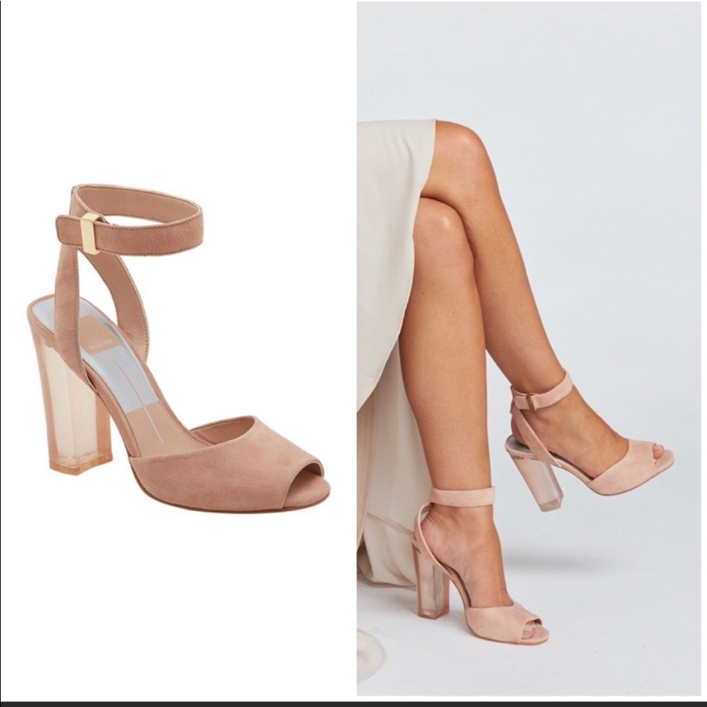Peach nude acrylic transparent block heels